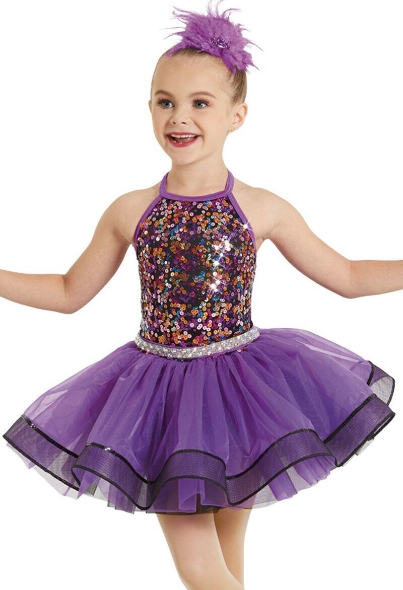 Pre-Owned Costume Weissman  12029 Large Child Purple Tutu Jazz Sequins