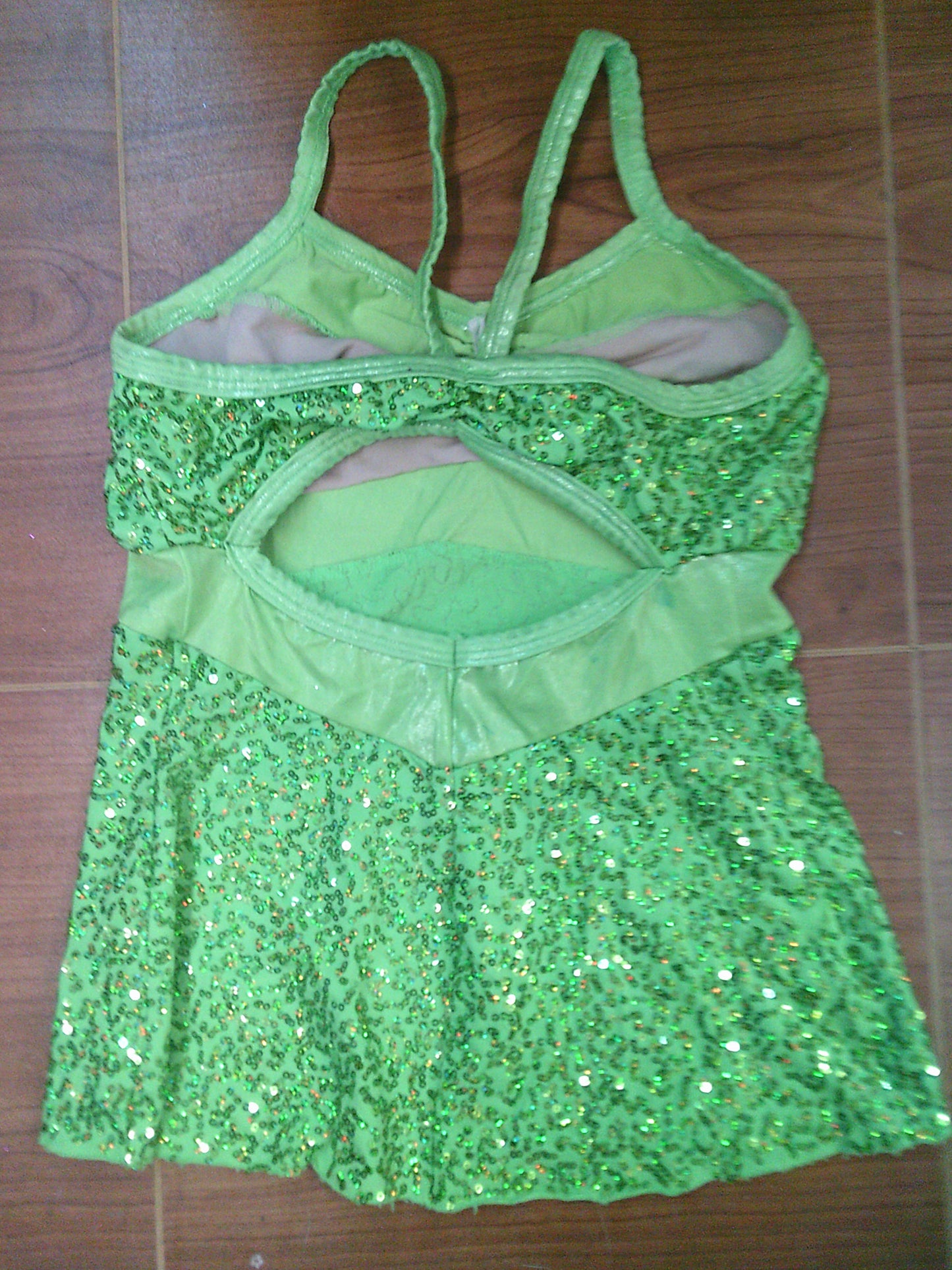 Pre-Owned Costume Top Wish Come True  11536 Large Child Lime Green  Jazz Tap Sequin