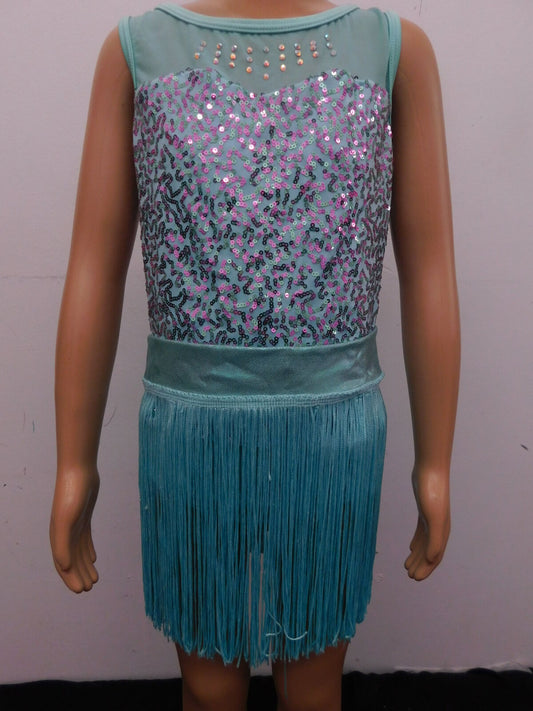Pre-Owned Costume Curtain Call  E2192 Medium Child Aqua Blue  Jazz