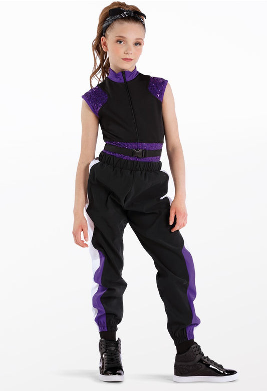 Pre-Owned Costume Large Adult Purple Weissman 14477 Hip Hop Jazz Tap Clogging Sequin Jumpsuit