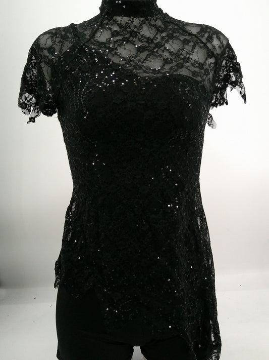 Pre-Owned Costume Kelle   Large Adult Black Lace Jazz Tap Sequins