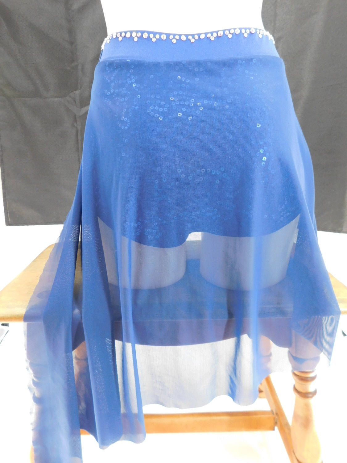 Pre-Owned Costume Large Adult Dark Blue Weissman SQ12661 Lyrical Ballet Contemporary 2 pc Rhinestone Sequin
