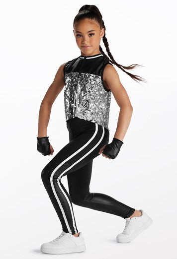 Pre-Owned Costume Weissman  15469 Medium Child Silver 2 pc Hip Hop Sequin