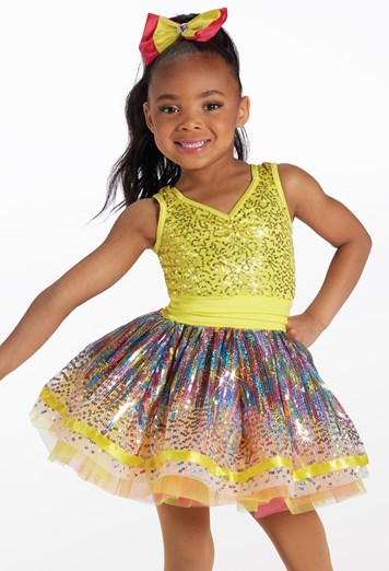 Pre-Owned Costume Weissman 15268 Small Child Yellow Colorful tutu Jazz Sequin