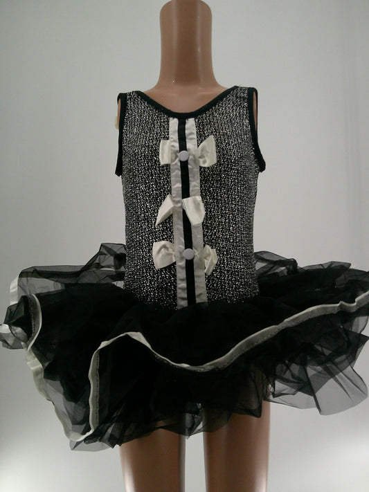 Pre-Owned Costume Art Stone  2132 Medium Child Silver Tutu Jazz Glitter Tuxedo