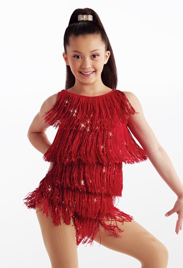 Pre-Owned Costume Weissman 15449XS Child Red Fringe Jazz Sequin