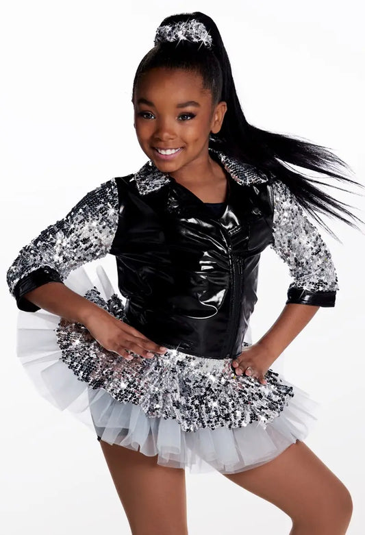 Pre-Owned Costume Weissman 8699 XS Child Silver Jacket Tutu Jazz Sequin