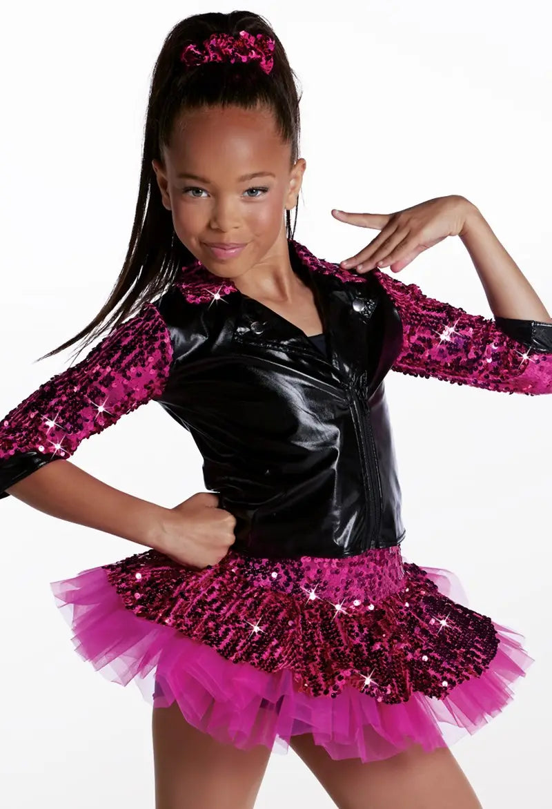 Pre-Owned Costume Weissman 8699 Small Child Pink Jacket Tutu Jazz Sequin