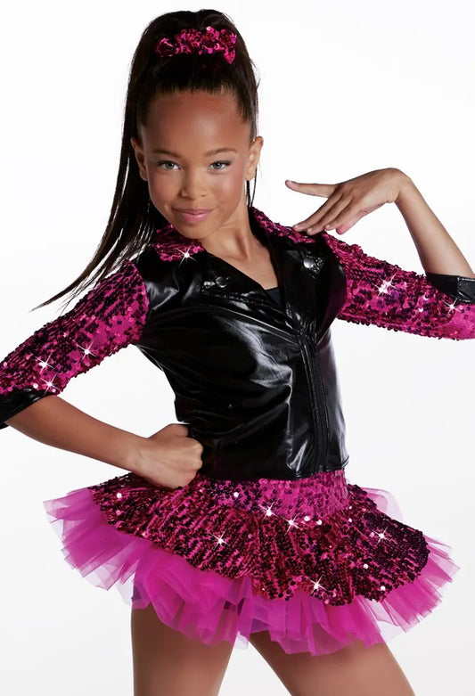 Pre-Owned Costume Weissman 8699 Small Child Pink Jacket Tutu Jazz Sequin