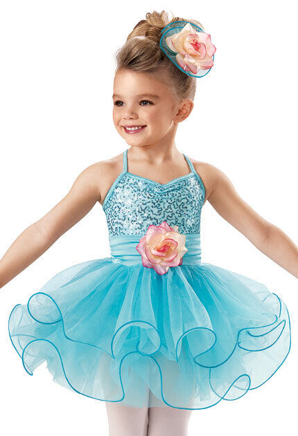 Pre-Owned Costume Weissman  6746 XS Child Aqua Blue Sequin Tutu Dress Ballet Pageant