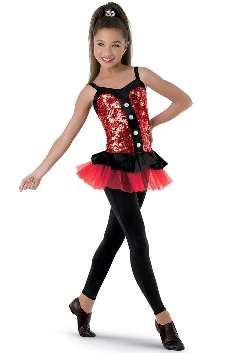 Pre-Owned Costume Weissman 8805 Intermediate Child Red Jazz Tap Clogging Musical Theater