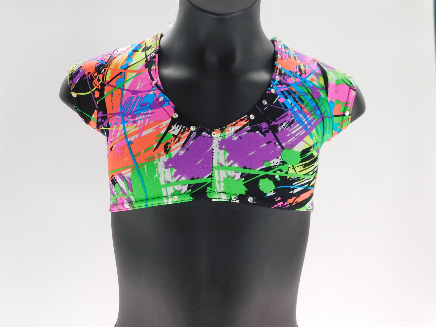 Pre-Owned Costume Kelle   XS Child Bright Colors 2 pc Jazz Rhinestone