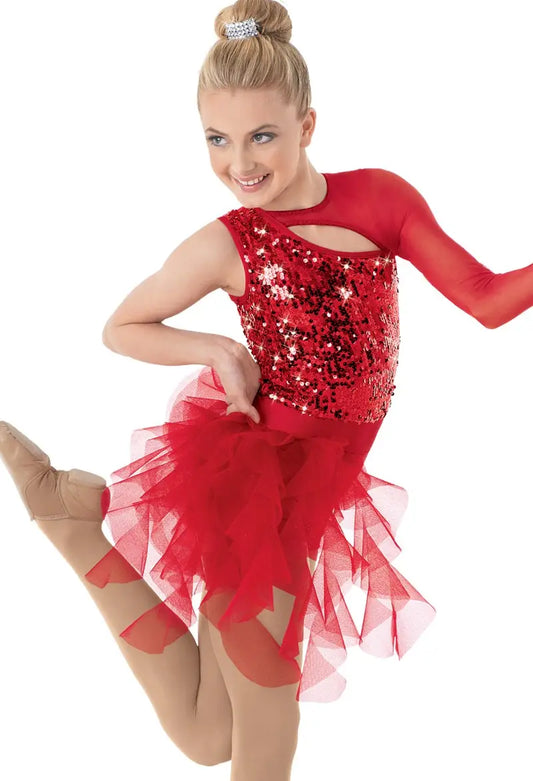 Pre-Owned Costume Small Adult Red Weissman 8968 Jazz Tap Clogging Musical Theater Tutu Sequin