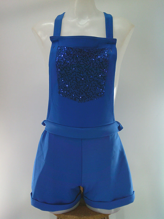 Pre-Owned Costume Weissman 12211 Medium Adult Blue Overalls Jazz Tap Sequins Minion