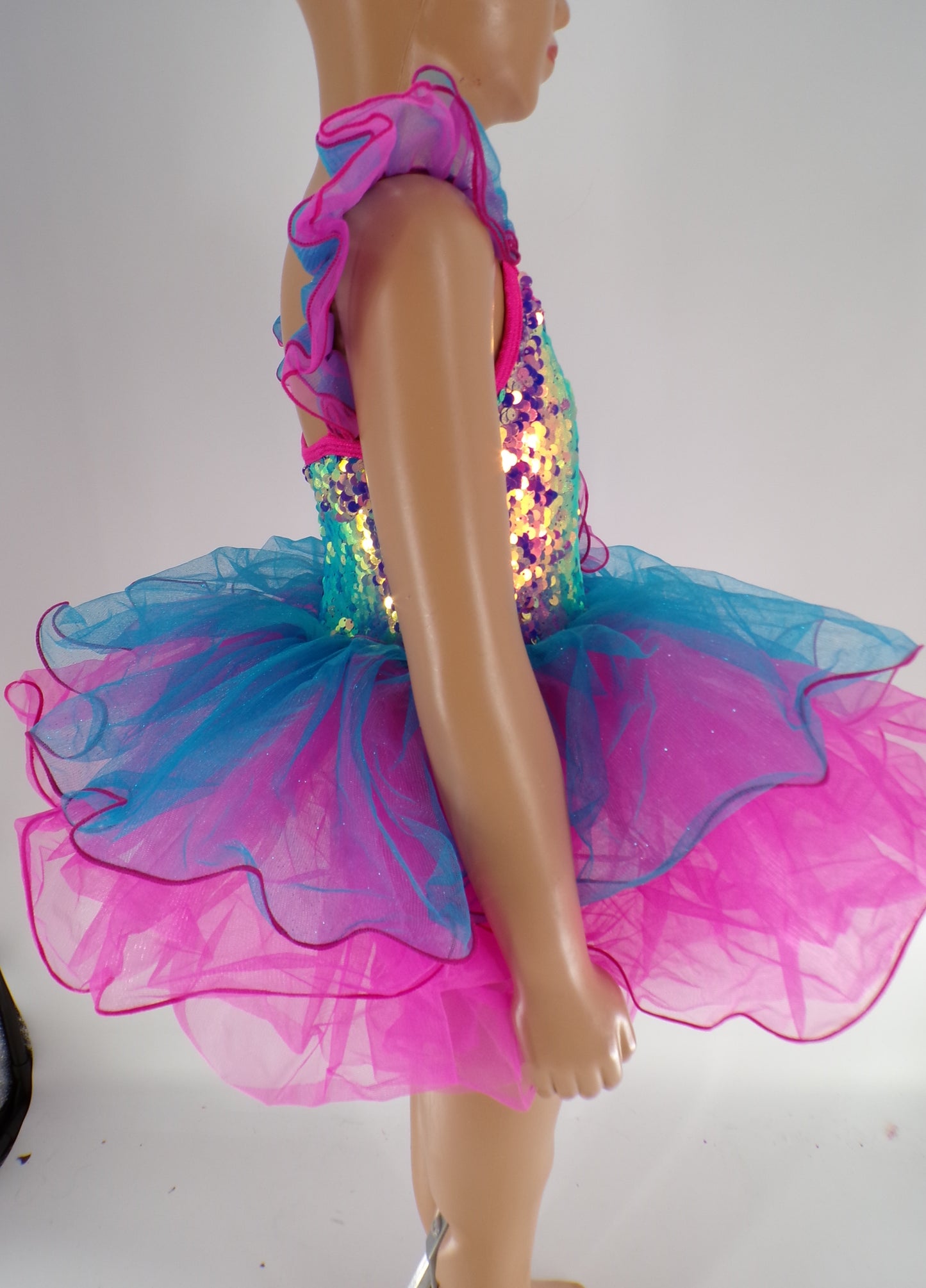 Pre-Owned Costume Curtain Call  E2320 XS Child Pink Sequin Jazz Sequin