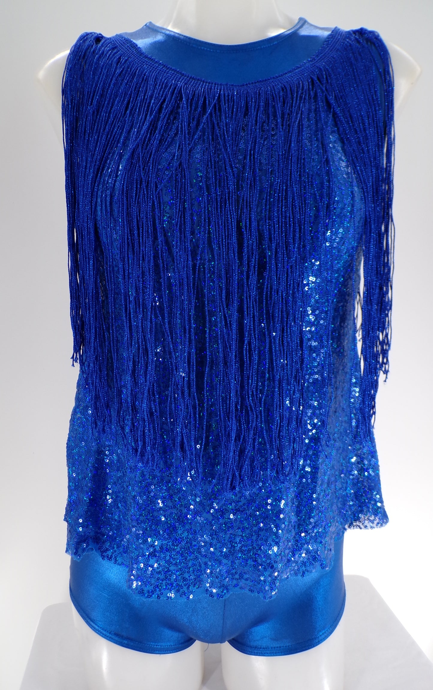 Pre-Owned Costume A Wish Come True 18945 Large Child Blue Fringe Jazz Sequin