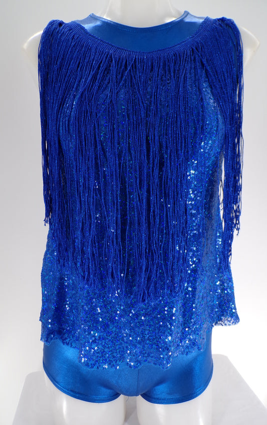 Pre-Owned Costume A Wish Come True  18945 Large Child Blue Fringe Jazz Sequin