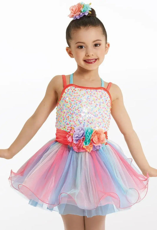 Pre-Owned Costume Weissman  11810 Intermediate Child Pink Tutu Ballet Tap Sequins