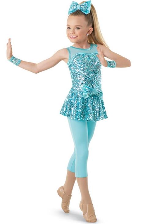 Pre-Owned Costume Weissman  9695 Intermediate Child Teal  Jazz