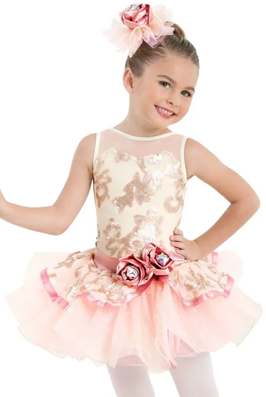 Pre-Owned Costume Weissman  10798 Intermediate Child Ivory Tutu Dress Ballet Sequin