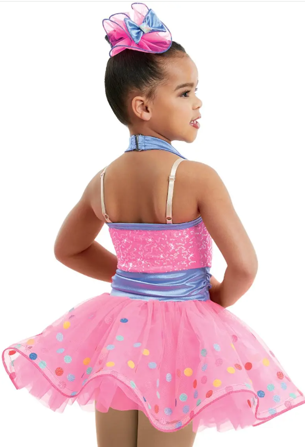 Pre-Owned Costume Weissman 10784 6x-7 Child Hot Pink Polka Dot Tap Ballet Sequin