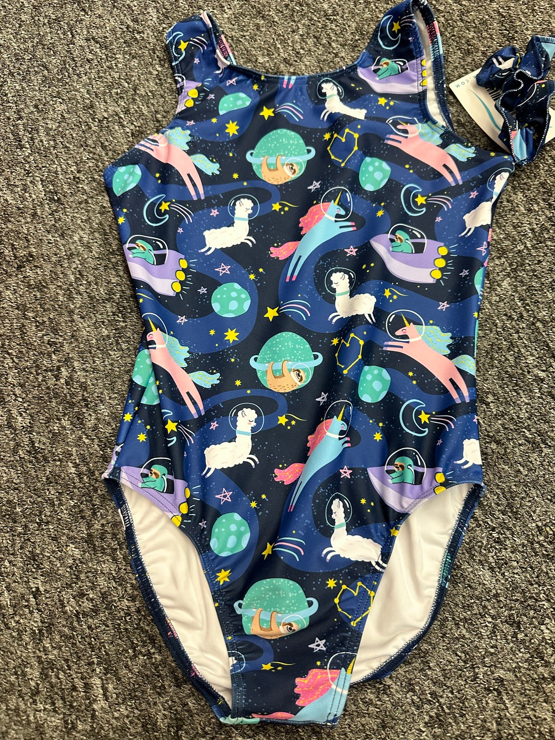 New Gymnastics Leotard Blue Llama Unicorn Space Child Sizes