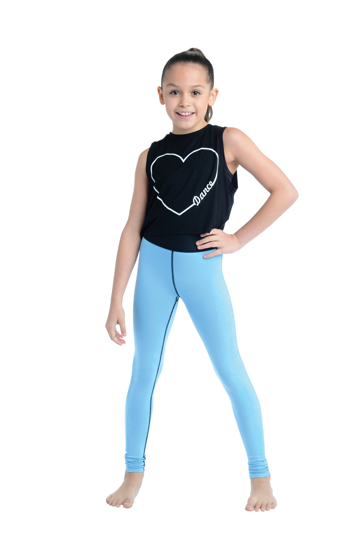 New Crop Tee Heart Dance Danz N Motion 21307C Child Sizes Black Jazz Tap Hip Hop