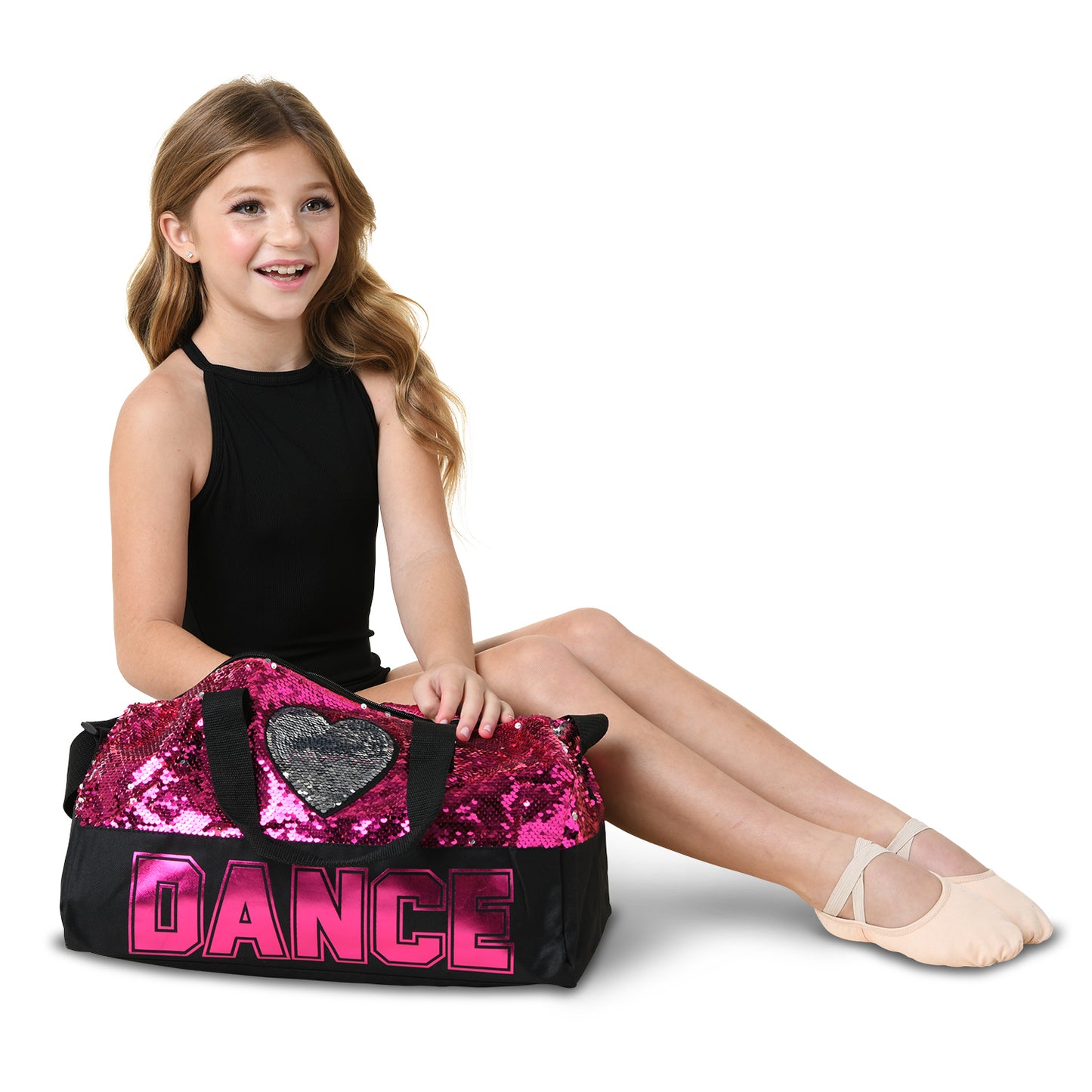 NEW Dance Duffle Bag Danz N Motion B842 Sequin Heart PINK