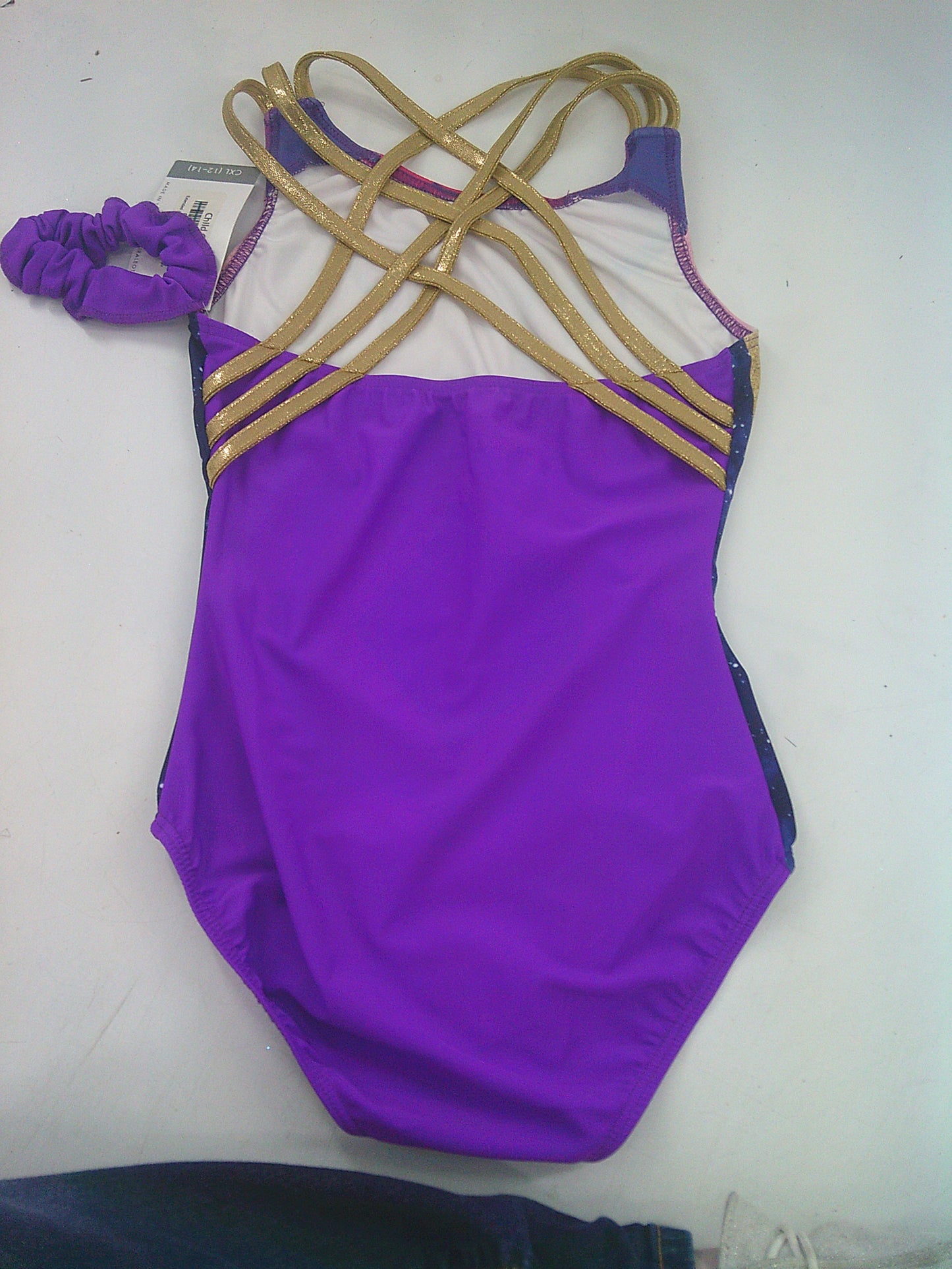 New Leotard Destira Disco Zebra Kids Purple GOld Acro Tumbling