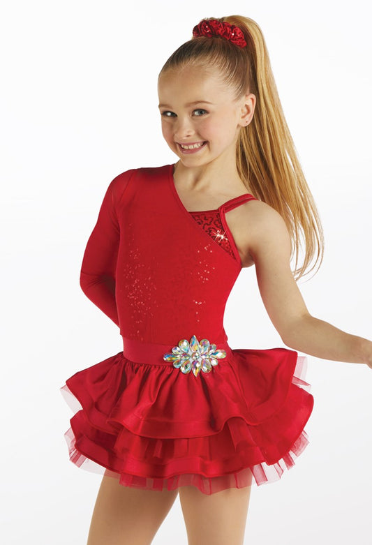 Pre-Owned Costume Weissman  14158 Small Adult Red Fluffy Tutu Jazz Sequin