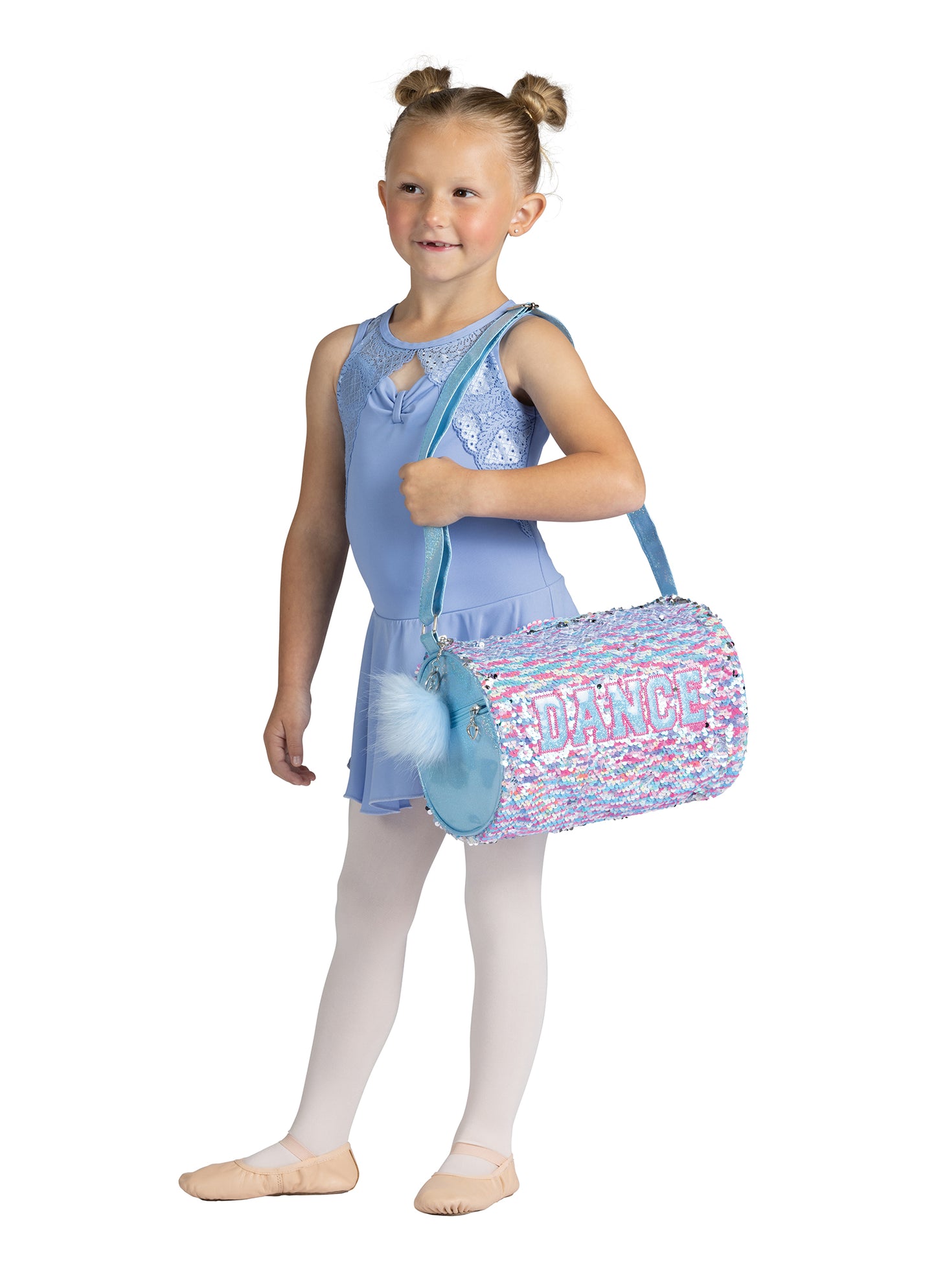 NEW Duffle Bag DanzNMotion B24504 Blue Pink Sequins Ballet Tap Jazz