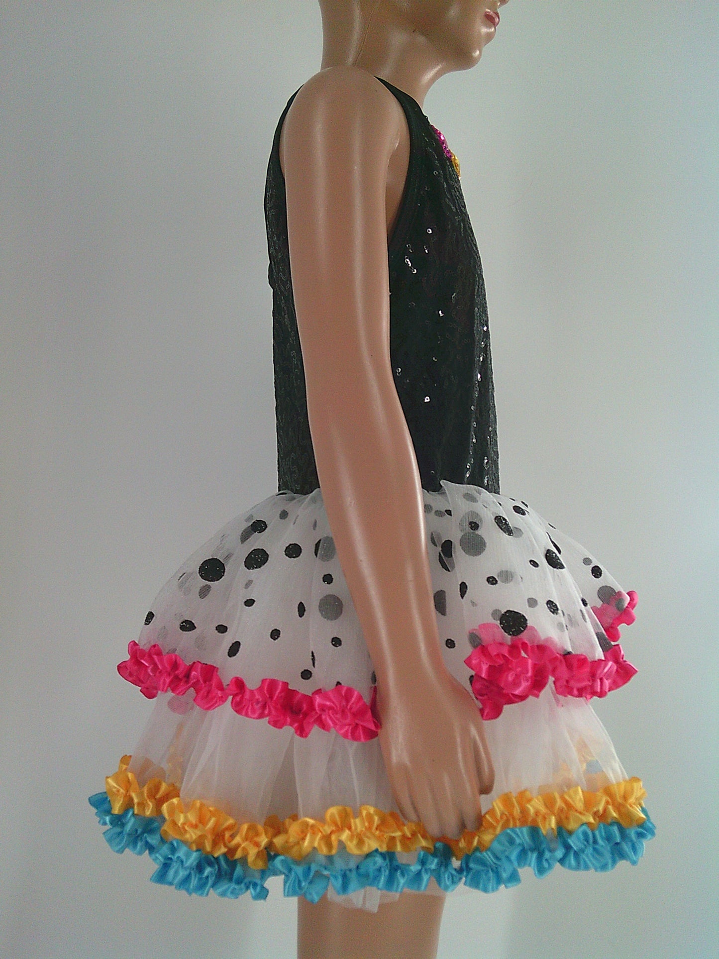 Pre-Owned Costume Curtain Call  E2173 Medium Child Black Tutu Jazz Tap Sequins
