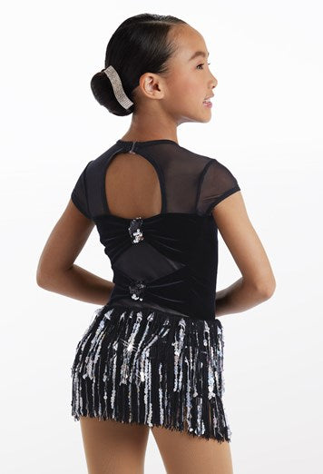 Pre-Owned Costume Weissman 14906 Medium Adult Silver Sequin Fringe Tap Jazz Sequin