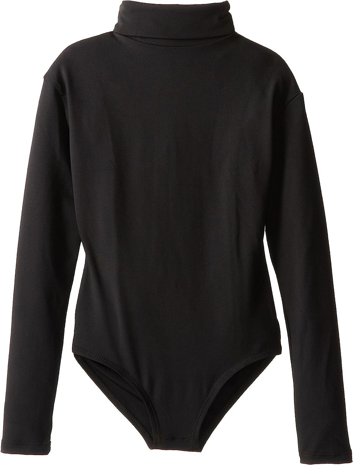 Pre-Owned Leotard Medium Child Black Alleson Ballet Jazz Contemporary Long Sleeve Mock Neck
