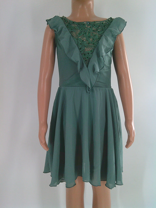Pre-Owned Costume Weissman  10849 6X-7 Child Green Dress Contemporary Rhinestones