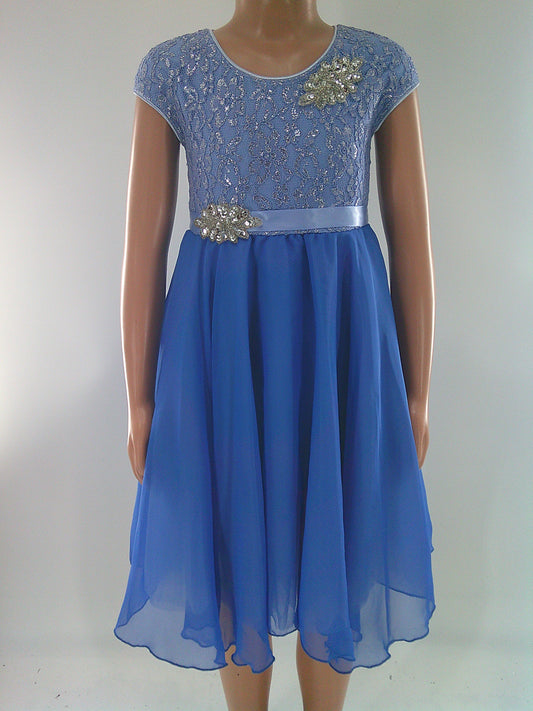 Pre-Owned Costume Revolution  RC17132 Small Child Blue Glitter Lace Lyrical  Glitter