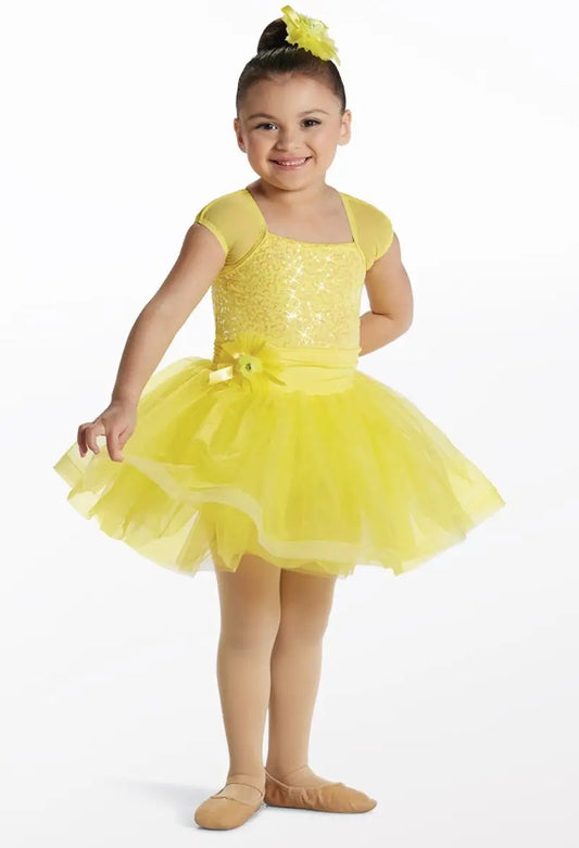 Pre-Owned Costume Weissman  15367 Medium Child Yellow Dress Ballet Sequin Belle