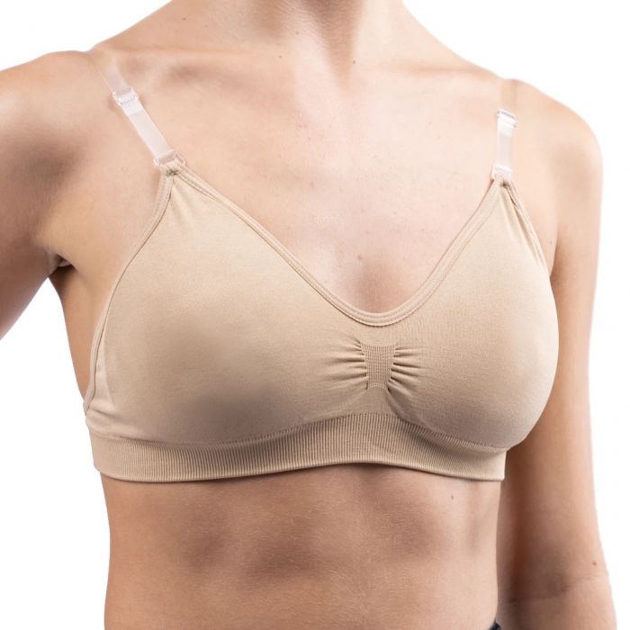 NEW Padded Bra Silky Dance Nude & Mocha Dance Clear Back Strap Top