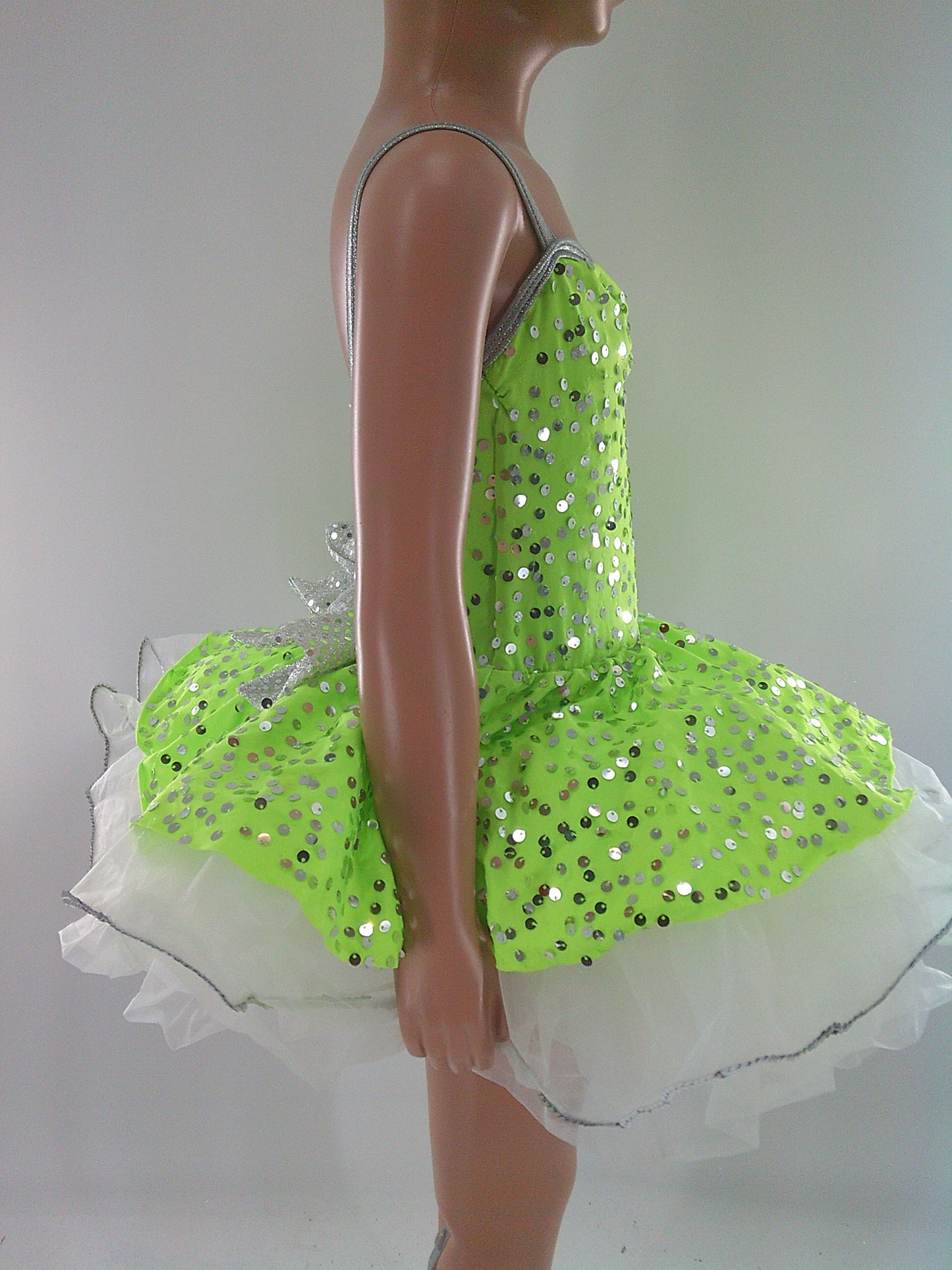 Pre-Owned Costume Costume Gallery  17319 Intermediate Child  Green Dress  Jazz Sequin