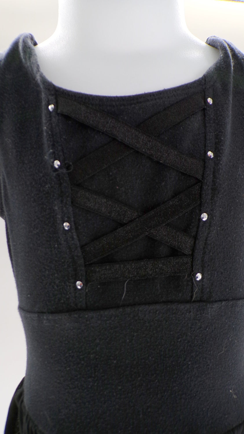 Pre-Owned Leotard Dress Freestyle Small Child Black Sparkle Corset Ballet Tap