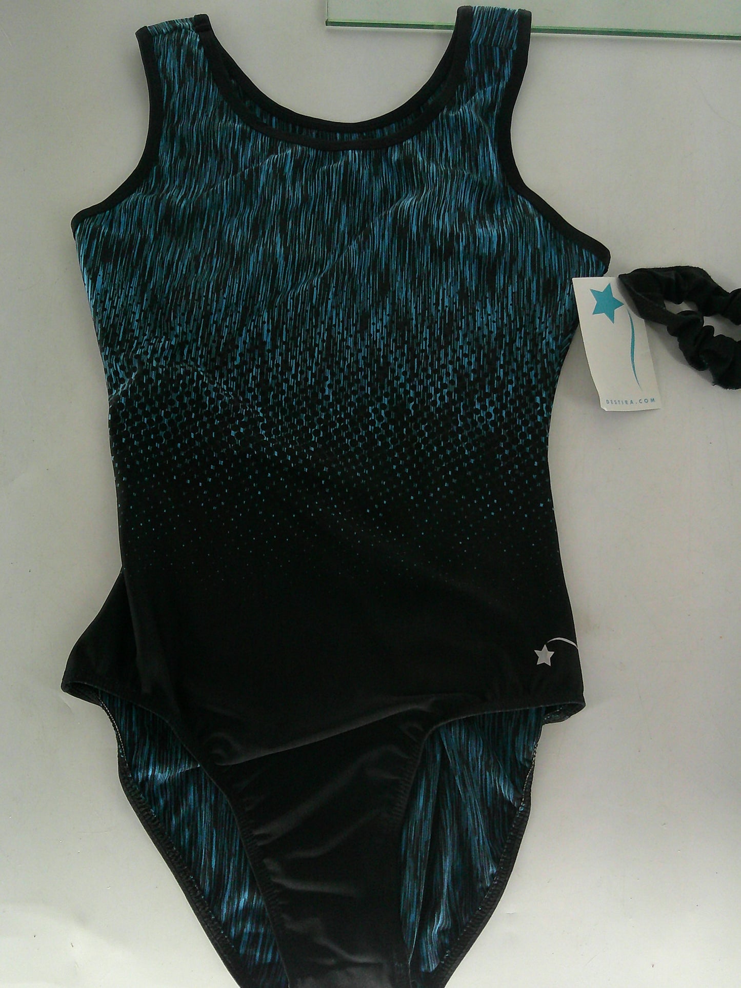 New Leotard Destira Aerial Teal Print Adult Medium Racer Back Acro Tumbling