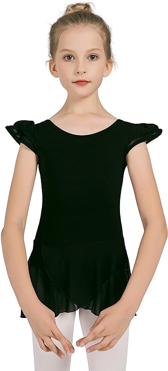 Pre-Owned Leotard Dress MDNMD Flutter Sleeve Medium Child Black Flutter Sleeve