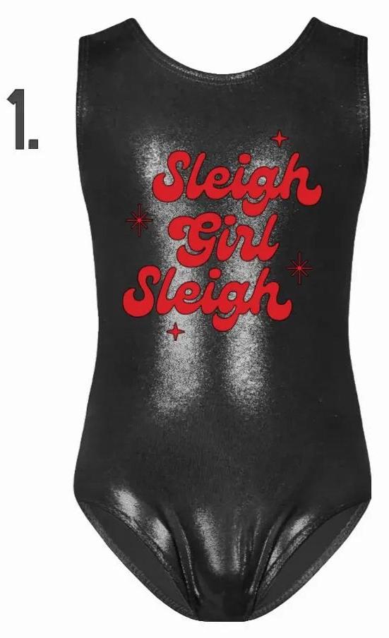 Custom Christmas Leotards - Design 1 Sleigh Girl Sleigh