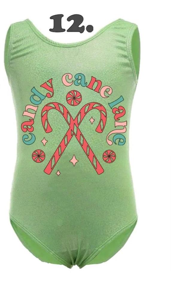 Custom Christmas Leotards - Design 12 Candy Cane Lane