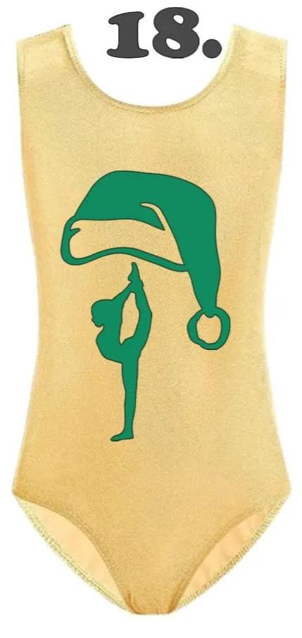 Custom Christmas Leotards - Design 18 Santa Hat Gymnast