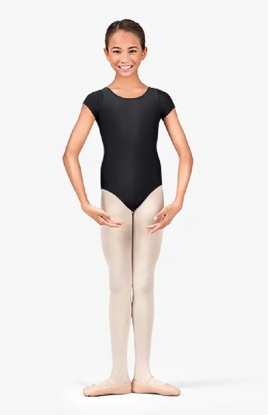 Pre-Owned Leotard Theatricals TH5102 Short Sleeve Medium Child Black Lycra