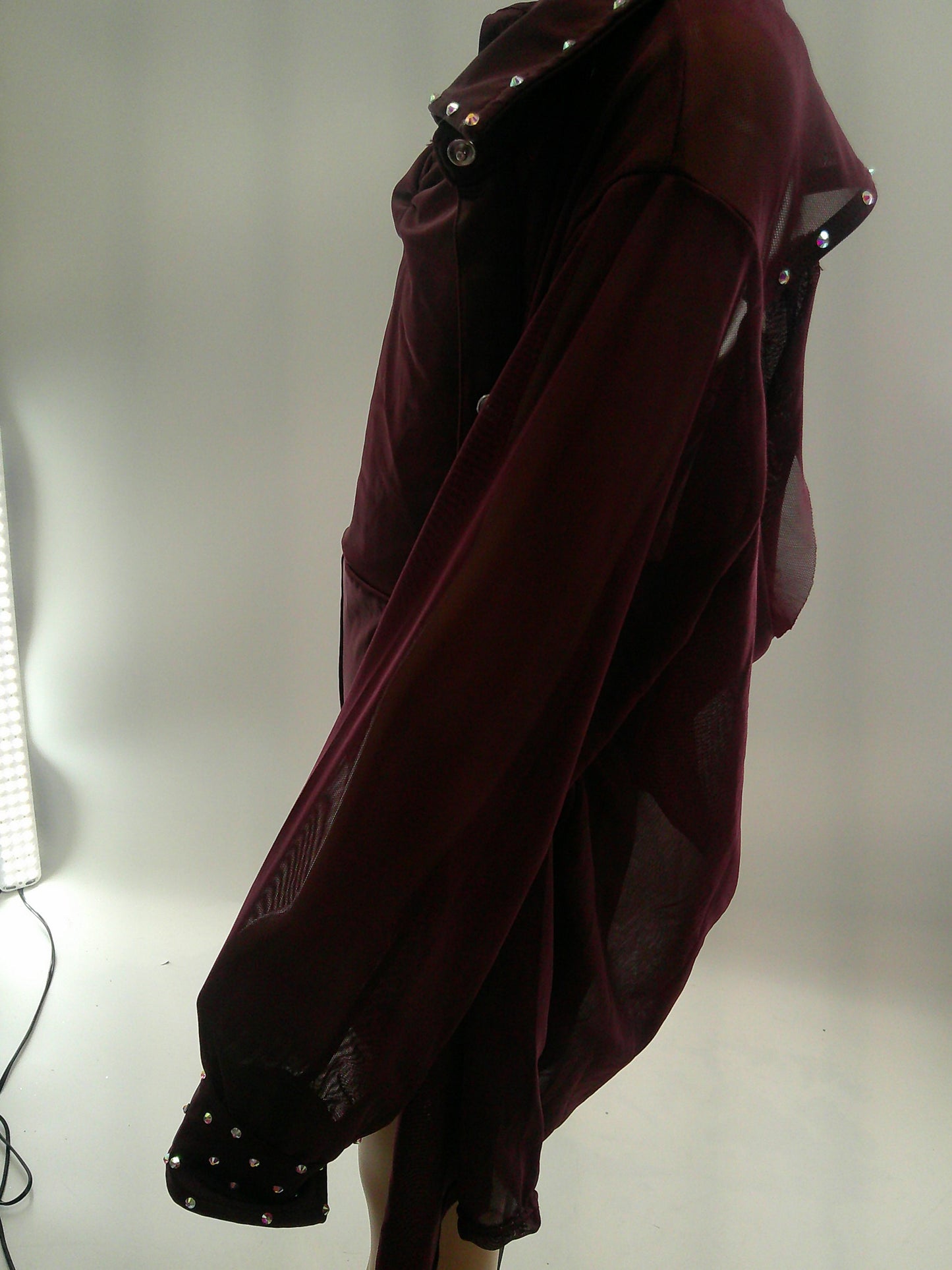 Pre-Owned Costume Intermediate Child Burgundy Weissman 13530 Contemporary Jazz Lyrical 2 pc Rhinestone Sheer