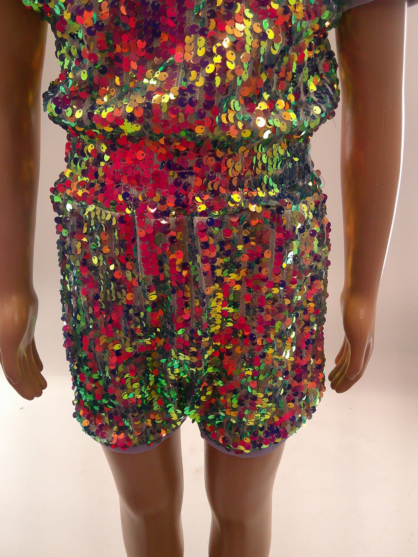 Pre-Owned Costume Intermediate Child Purple Sparkle Jazz Tap Clogging Musical Theater Romper Sequin Iridescent