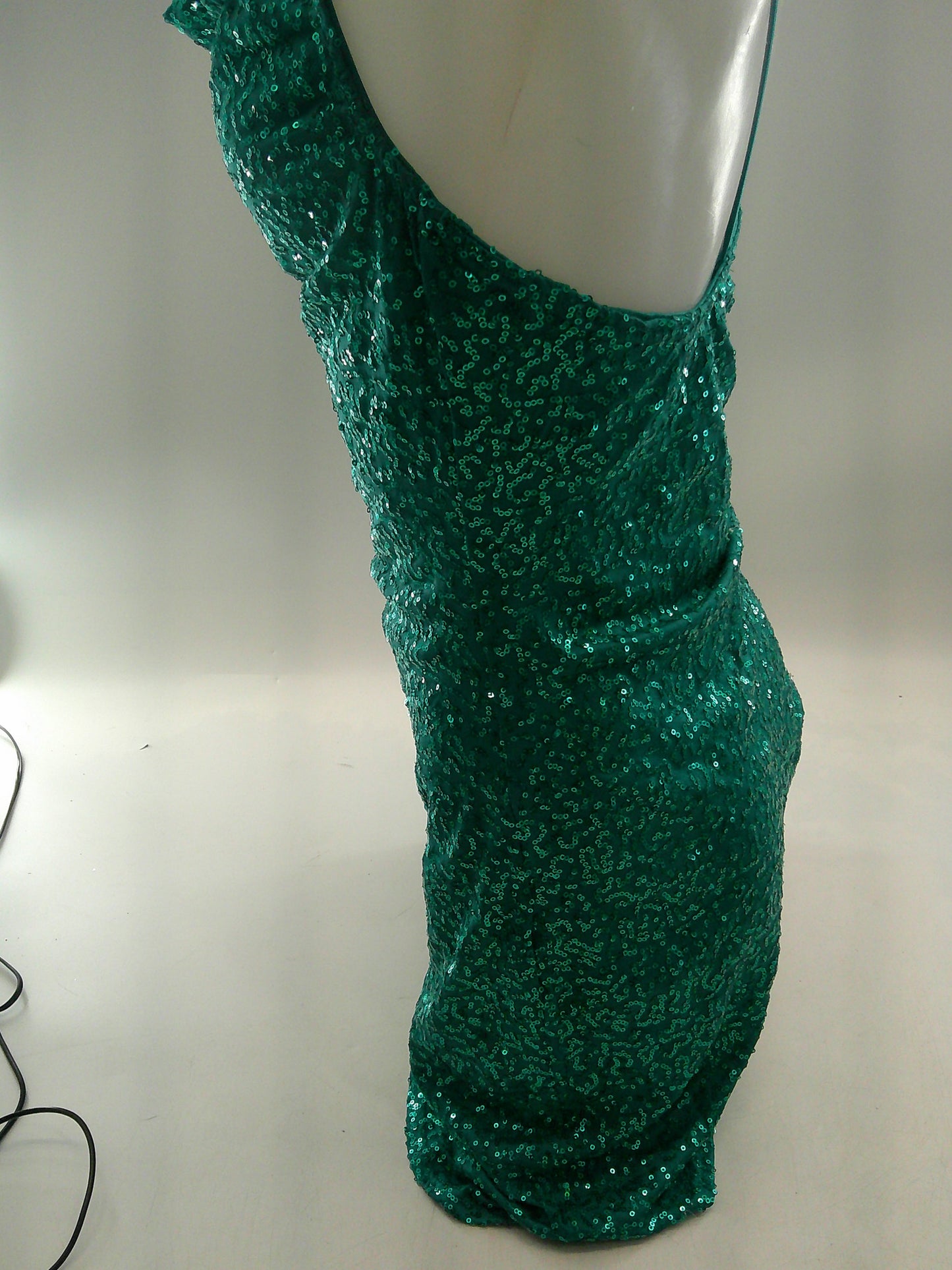 Pre-Owned Costume Small Adult Teal Sparkle Jazz Tap Musical Theater Sequin Dress Asymmetrical