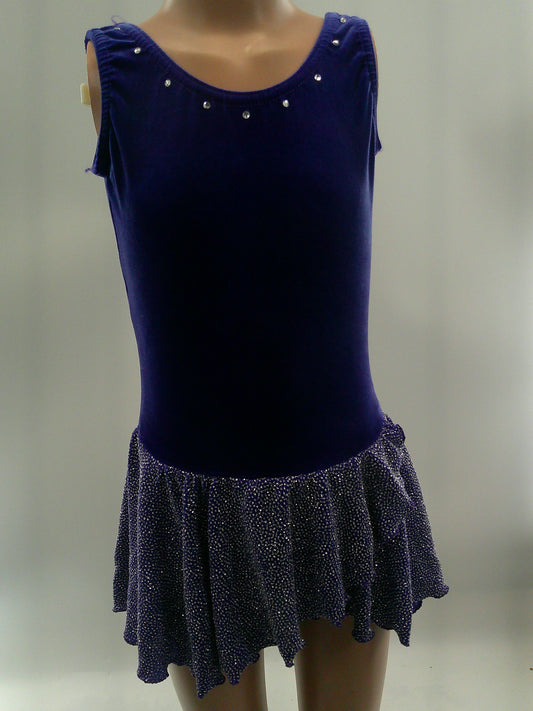 Pre-Owned Costume Medium Child Blue Costume Gallery Lyrical Ballet Jazz Glitter Velvet Dress